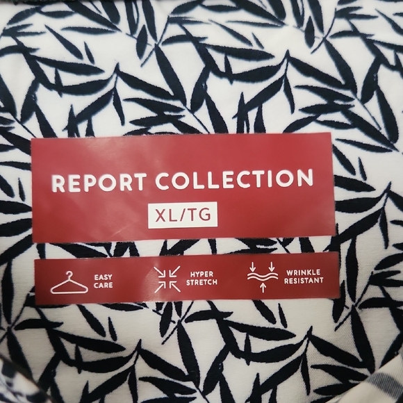 Report Collection Black and White Leaf Print Shirt - Picture 2 of 4